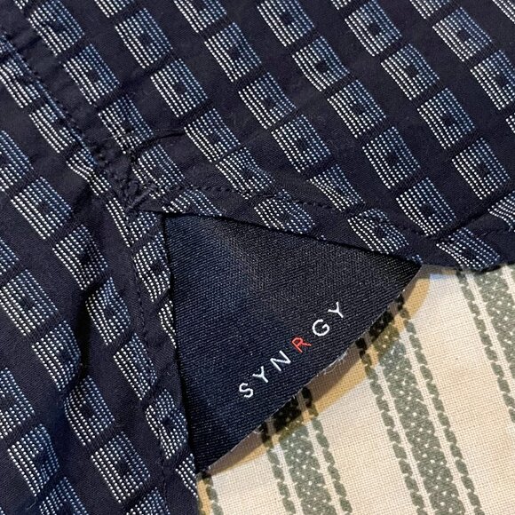 SYNRGY Men’s 4XL Big & Tall Dress Shirt - 100% Cotton - Geometric Micro-Print - Picture 8 of 9